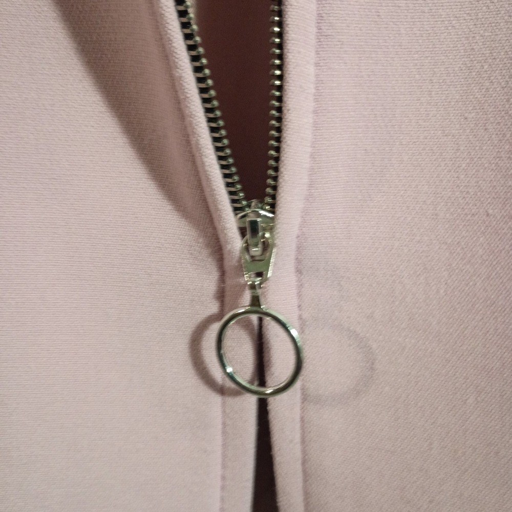 Zara Pink Ruffle Bell Sleeve Coat Lined Full Zip Sz XS Peacoat - Picture 8 of 13